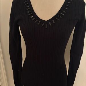 XOXO Black Ribbed Long Sleeve Top